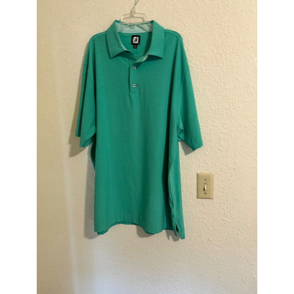 FootJoy Mens XL Seafoam Green Short Sleeve Golf Polo Shirt Stretch Golf